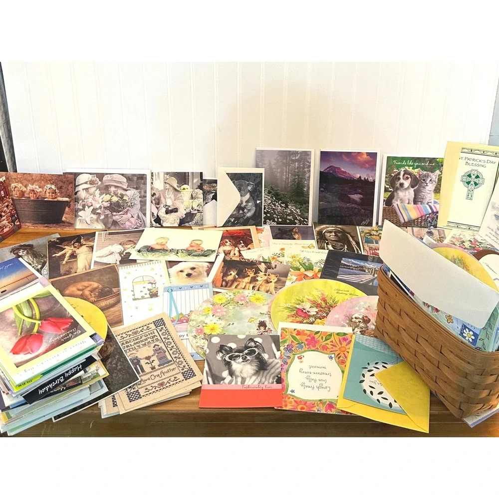 Unbranded Large Greeting Card Lot Mixed Excellent Vintage Nature Animal HBD